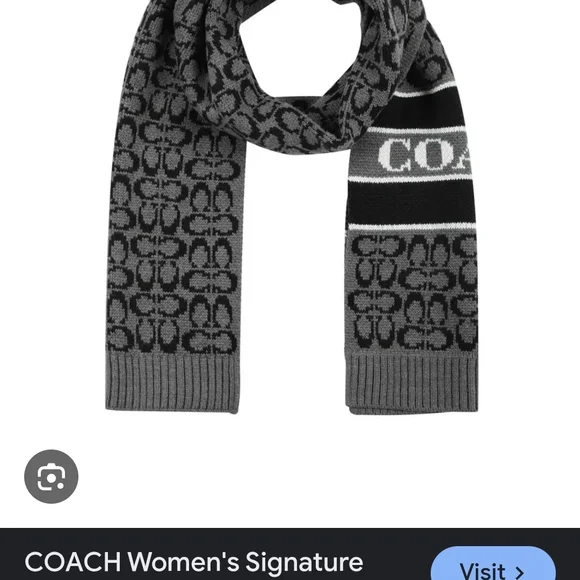 Coach Black and Gray Men's Scarf - Picture 4 of 5